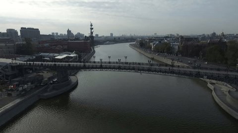 Aerial View Monument Peter Great through Patriarchal