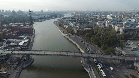 Aerial View Monument Peter Great through Patriarchal