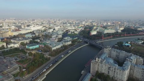 Aerial Panorama Moscow Cathedral Christ Savior