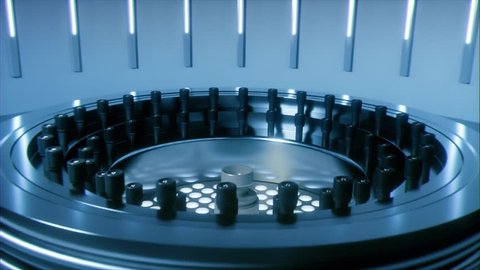 Atomic reactor of nuclear power plant. 3D render animation.
