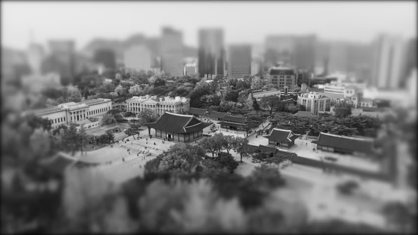   Time Lapse monochrome of Deoksugung Palace in Seoul,South Korea.
