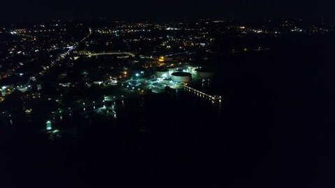 Aerial View Refinery at Night