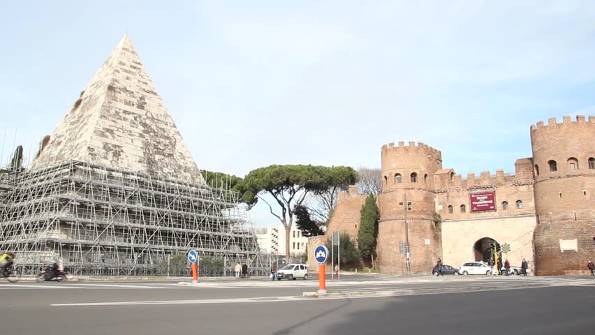 pyramid cestius near porta san paolo Stock Footage Video (100% Royalty ...