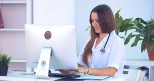 doctor talks to the patient via a webcam 