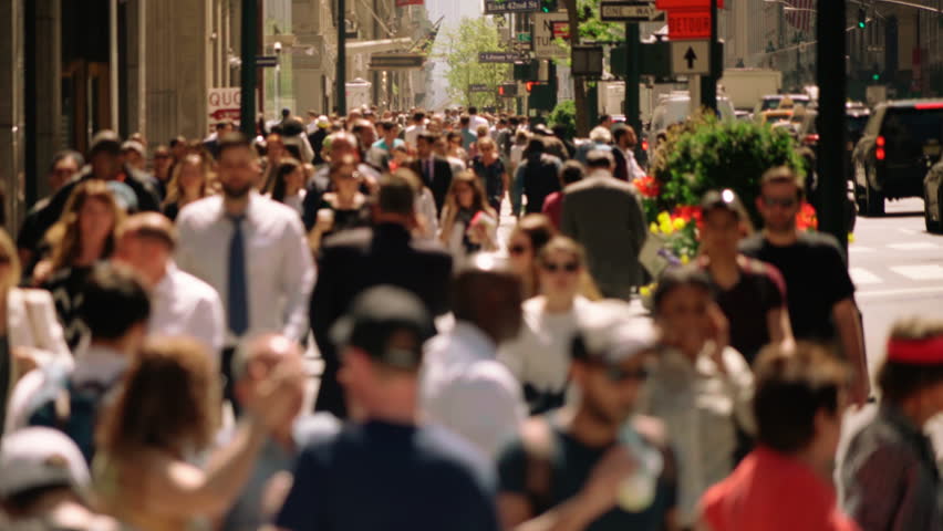 Crowded avenue. New York City. US. People walking in busy street of Manhattan. Traffic passing by. More options in my portfolio. Royalty-Free Stock Footage #33757984