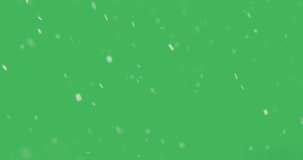 snow animation green screen, winter background on chroma key background