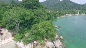 Full HD real time aerial footage of Pangkor Island in Malaysia.Reveal shot with static camera angle.