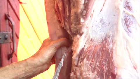 Cutting Pork Meat