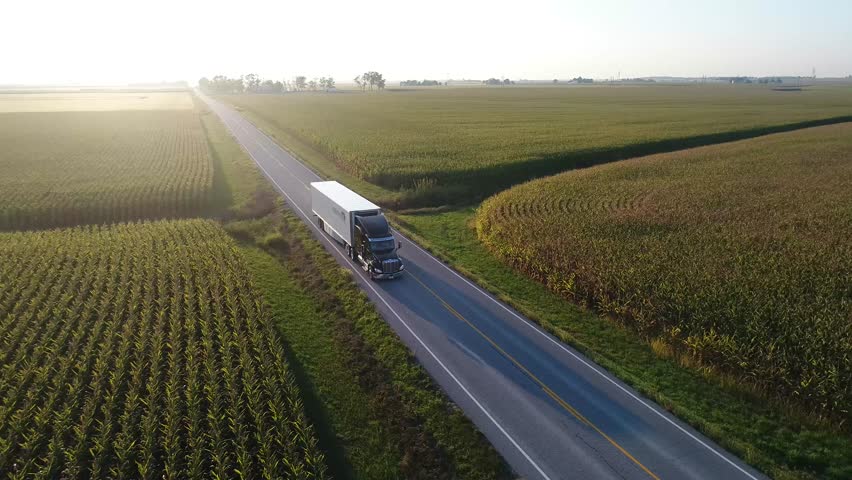 Aerial Video of Semi Truck driving Royalty-Free Stock Footage #33771922
