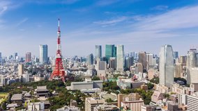 Timelapse tokyo tower and skyline ,Japan