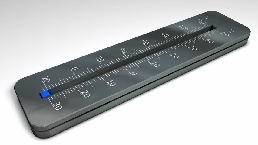 Thermometer with rising temperature indication.