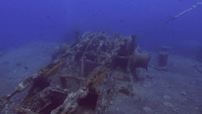 Deck of a sunken ship underwater Red sea. Video about shipwrecked on background of beautiful lagoon.
