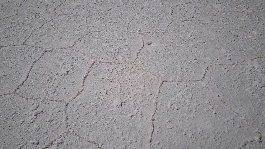 Dolly shot of salt crystal formation in Salar de Uyuni Bolivia