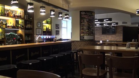 CZECH REPUBLIC, PRAGUE - JANUARY 28, 2016: The interior of an empty bar