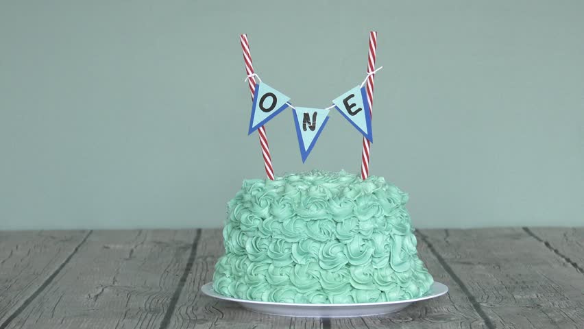 first birthday cake static view 4k