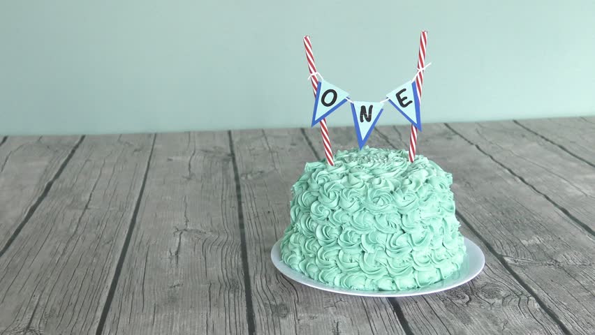 first birthday cake smooth rotating view 4k