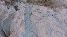  Aerial video of beautiful landscape in desert with high chalk mountains, footage of geological natural environment of solid while rocks in desert