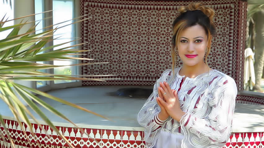 Middle-Eastern model with authentic traditional clothing and authentic makeup.