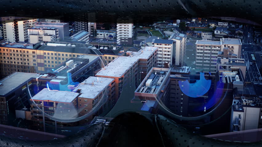 eautiful Hologram of Growing Abstract Buildings in Cyberspace. Futuristic Technology Digital Urban Development. Business and Technology Concept.