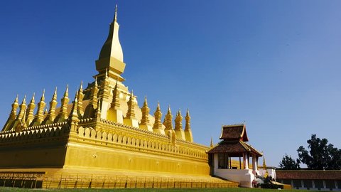 Beautiful architecture at Pha That Luang,Vientiane capital, Laos. Pha That Luang is a gold-covered large Buddhist stupa and be the most important national monument in Laos