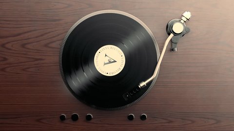 03046 Loopable animation of record player with spining vinyl.