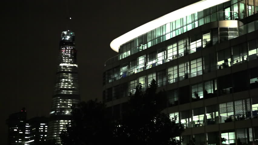 Buildings at night in London