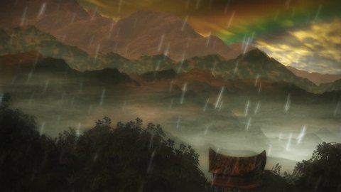 1075 Jungle Rainbow with monsoon rain. Nice LOOPING scene with Rainbow. More in my portfolio.