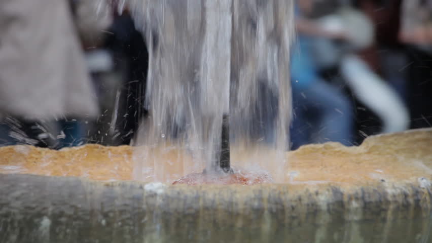 Close-up shot of the center fountain of the Fontana della Barcaccia
