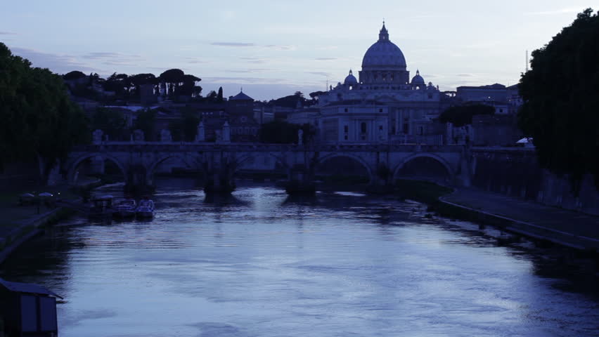 Ponte Sant'Angelo and Tiber foregrounding St Peter's