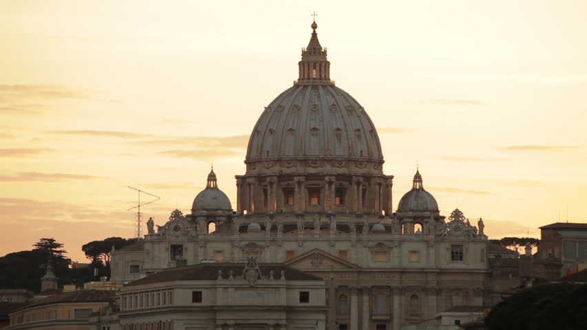 Dome of St Peter's before orange sunset