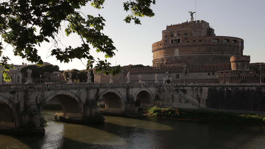 Boat under Ponte Sant'Angelo, with Castel Sant'Angelo
