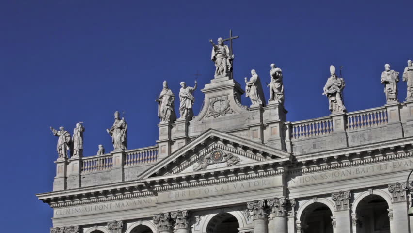 Statues atop facade of St. John Lateran's Archbasilica