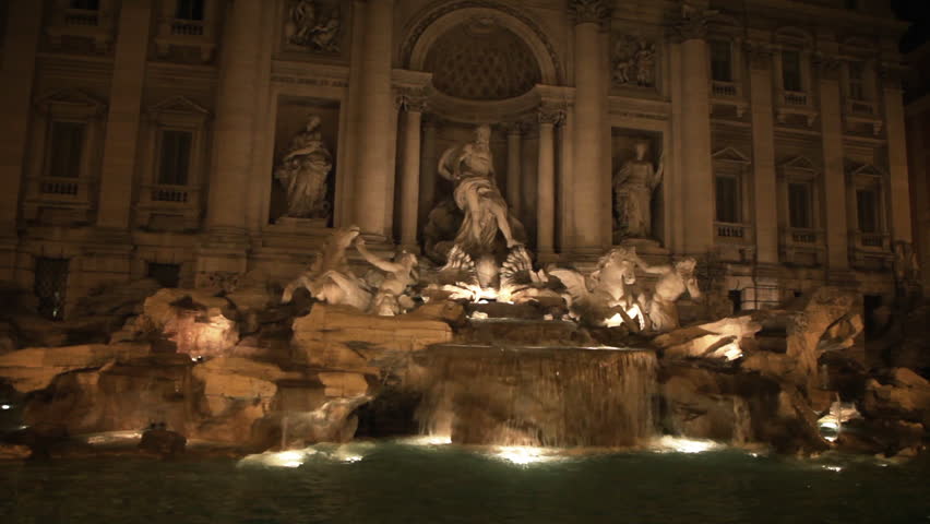Trevi Fountain illuminated at night