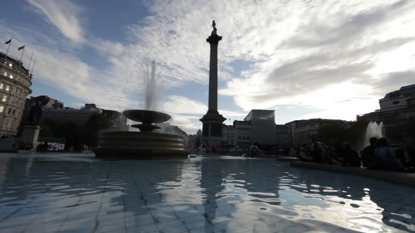 Lord Nelson's monument from a fountain