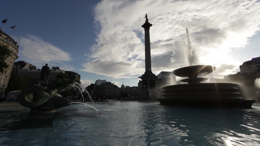Trafalgar Square fountain and Nelson's monument