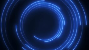 Abstract technology background with glowing neon blue lines. Seamless loop animation. 4K footage
