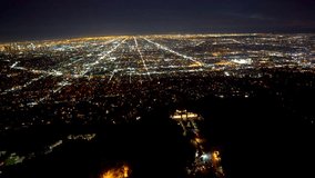 Aerial view of a Griffith Park in and Los Angeles in 4k