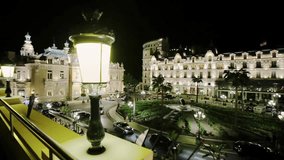 Monaco city town Monte Carlo night time-lapse port yahts