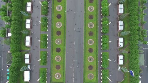 Flying over Exhibition Complex VDNH