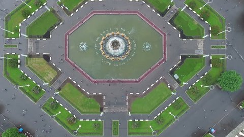 Flying over Exhibition Complex VDNH