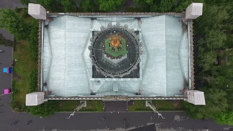 Flying over Exhibition Complex VDNH