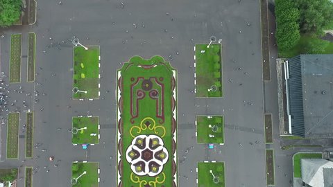 Aerial Top-Down View of VDNH Main Alley in Moscow