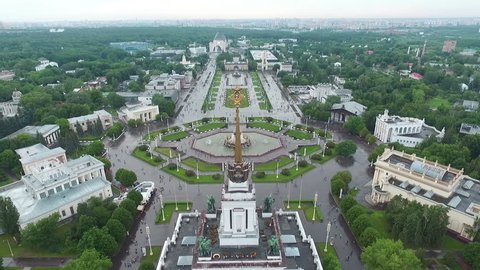 Aerial View of Central Pavilion at VDNKh After Rain