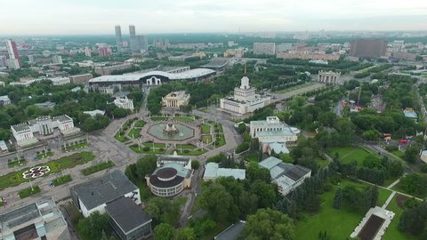 Aerial View of VDNH Exhibition Complex in Moscow After Rain