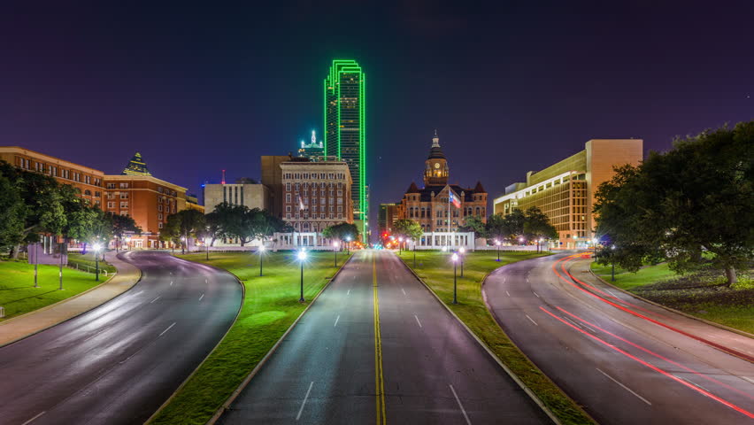 Dallas, Texas, USA skyline over Dealey Plaza.