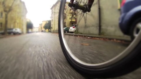 Going by Bike, Low Angle View Stock Video