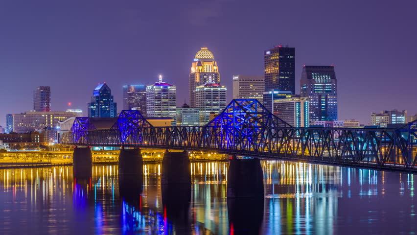 Louisville, Kentucky, USA skyline time lapse.