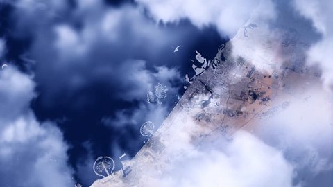 4k high quality 3d animation zoom . flying over the sky 10. dubai island, Ideal for Event, Beautiful visuality, Universe technology, abstract visualisation