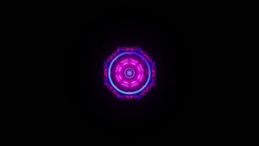 Purple visualization with musical rhythms VJ loop 3D render. Visual images for disco, nightclub, music festival, fractals, mandala, kaleidoscope