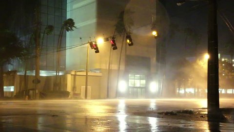 Street Lights Blown by Hurricane